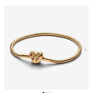 Pandora Family Heart Clasp Snake Chain Bracelet Gold Heart